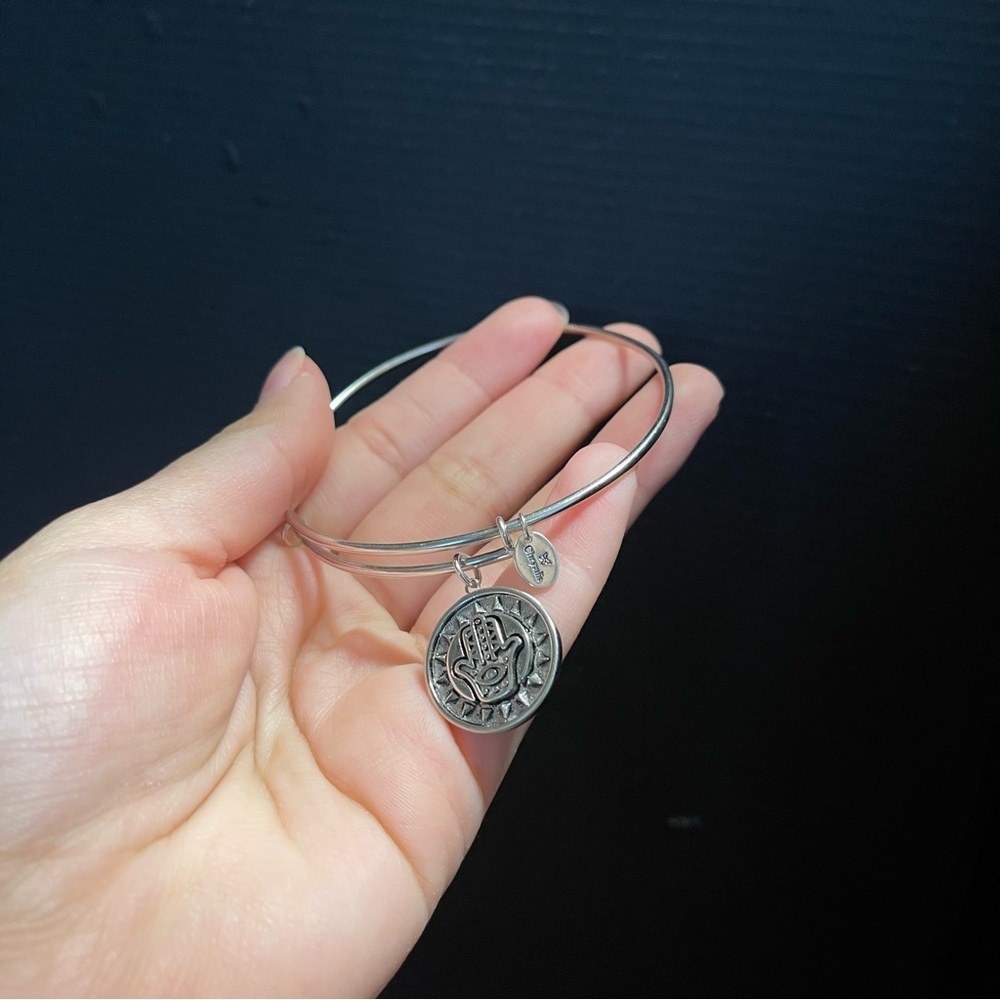 Sterling silver Alex and ani hamsa hand adjustable bracelet